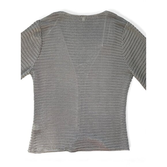 Gimmicks Sweater Top Womens Large Brown Sheer Open Knit Lace Up Long Sleeve - Picture 2 of 8